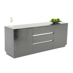 A&X Skyline Modern Black Crocodile Lacquer Buffet