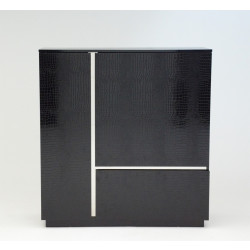 A&X Skyline - Modern Black Crocodile Lacquer Square Buffet