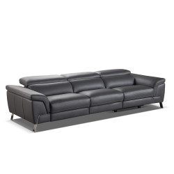 Accenti Italia Azur Italian Modern Grey Leather Sofa w/ 2 Recliners