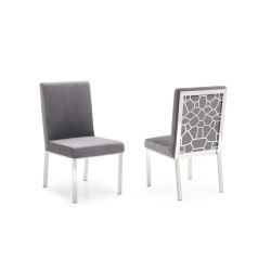 Modrest Reba Modern Grey Velvet & Stainless Steel Dining Chair (Set of 2)