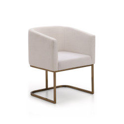 Modrest Yukon Modern White Fabric and Antique Brass Dining Chair