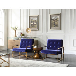 Modrest Samara Modern Blue & Gold Accent Chair
