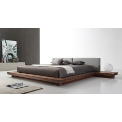 Modrest Opal Modern Walnut & Grey Platform Bed