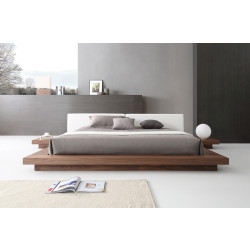 Modrest Opal Modern Walnut & White Platform Bed