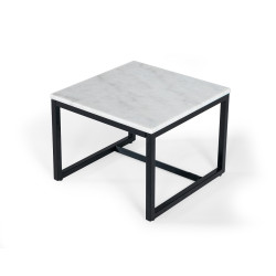 Modrest Baca - White Marble + Black Metal End Table