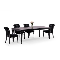 A&X Baccarat - Transitional Black Crocodile Lacquer Dining Table
