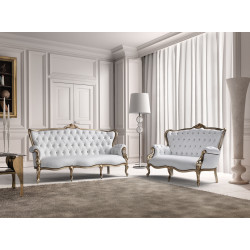 Estro Salotti Bach Modern White Leather Sofa and Loveseat