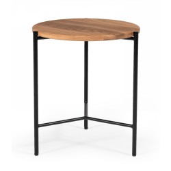 Modrest Bacone - Industrial Oak and Black Iron End Table