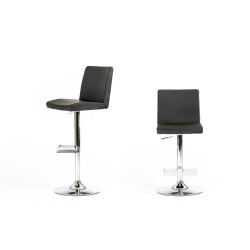 Modrest Ram Black Eco-Leather Bar Stool - Round Base