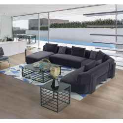Divani Casa Bayou - Contemporary Grey Velvet U Shaped Sectional Sofa
