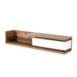 Modrest Jefferson Low Modern Walnut & White TV Unit