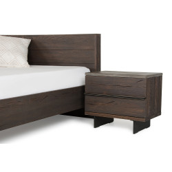 Modrest Selma Modern Dark Aged Oak & Concrete Nightstand