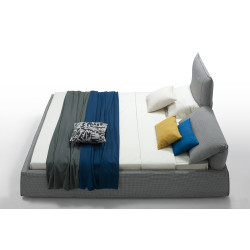 Modrest Otago - Modern Grey Fabric King Bed with Adjustable Headrests