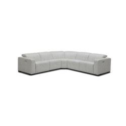 Divani Casa Beck- Contemporary White Fabric Sectional Sofa with 3 Recliners