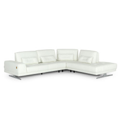 Accenti Italia Bellagio Italian Modern White Leather RAF Chaise Sectional Sofa
