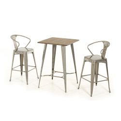 Modrest Benz Modern Steel & Wood Bar Table