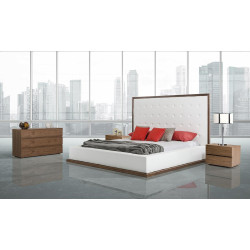 Modrest Beth Modern Walnut with White Leatherette Bed