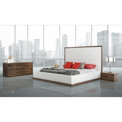 Modrest Beth Modern Walnut with White Leatherette Bedroom Set