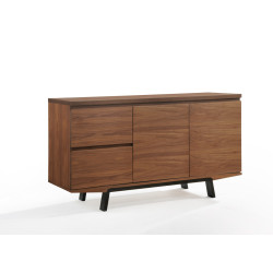 Modrest Quinn Modern Walnut & Black Buffet