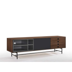 Modrest Bronson Mid-Century Modern Walnut & Grey TV Stand