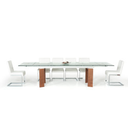 Modrest Bijou Contemporary Extendable Walnut & Glass Dining Table