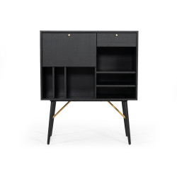 Modrest Billy Modern Black Oak & Gold Tall Buffet