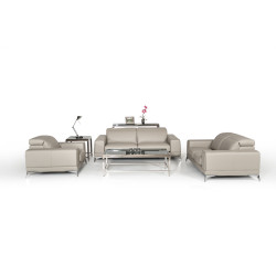 Estro Salotti Bolton Italian Modern Grey Leather Sofa Set