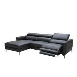 Divani Casa Booth Modern Black Leather Sectional w/ Electric Recliner