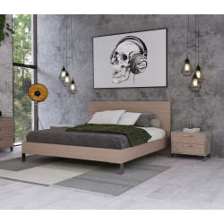 Nova Domus Boston - Modern Light Oak & Brushed Stainless Steel Bed