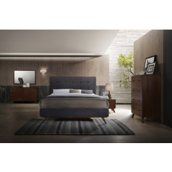 Modrest Addison Mid-Century Modern Grey & Walnut Bedroom Set