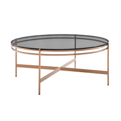 Modrest Bradford - Modern Smoked Glass & Rosegold Coffee Table
