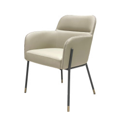 Modrest Brady - Modern Black Metal + Greige Vegan Leather Dining Chair