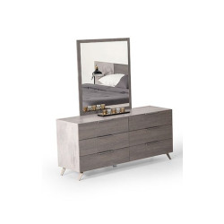 Nova Domus Bronx Italian Modern Faux Concrete & Grey Dresser & Mirror Set