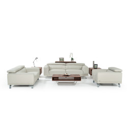 Divani Casa Brustle Modern Light Grey Eco-Leather Sofa Set