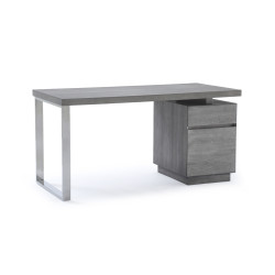 Modrest Carson Modern Grey Elm & Stainless Steel Desk