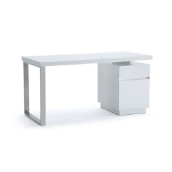 Modrest Carson Modern White & Stainless Steel Desk