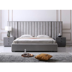 Modrest Buckley - Modern Grey & Black Stainless Steel Bed w/ Nightstands