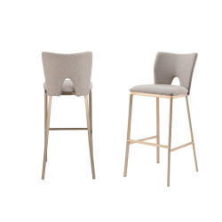 Modrest Burton - Glam Beige Fabric + Brass Bar Stool (Set of 2)
