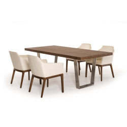 Modrest Byron Modern Walnut & Stainless Steel Dining Table