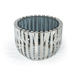 Modrest Cage Modern Stainless Steel End Table w/ Glass Top
