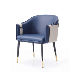 Modrest Calder - Blue & Beige Bonded Leather Dining Chair