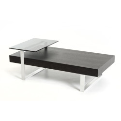 Modrest Caliber Modern Wenge and Glass Coffee Table