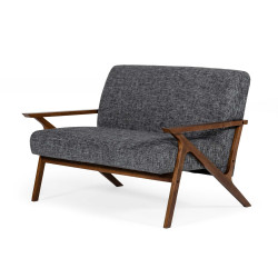 Modrest Candea - Mid-Century Walnut and Grey Compact Loveseat