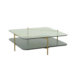 Modrest Cari - Glam Gold + Glass Coffee Table