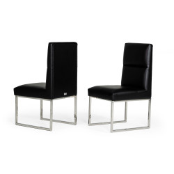 A&X Carla - Modern Black Leatherette Dining Chair (Set of 2)