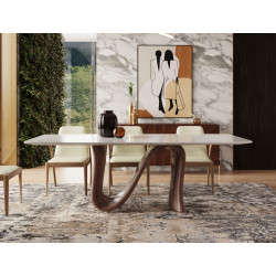 Modrest Carrizo - Contemporary Walnut + Marble Dining Table