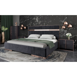 Nova Domus Cartier Modern Black Velvet & Rosegold Bed
