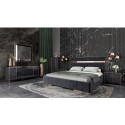 Nova Domus Cartier Modern Black & Rosegold Bedroom Set