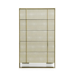 Nova Domus Cartier - Modern Beige Shagreen + Champagne Gold Chest