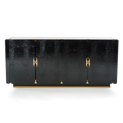 A&X Talin Modern Black Crocodile & Rosegold Buffet